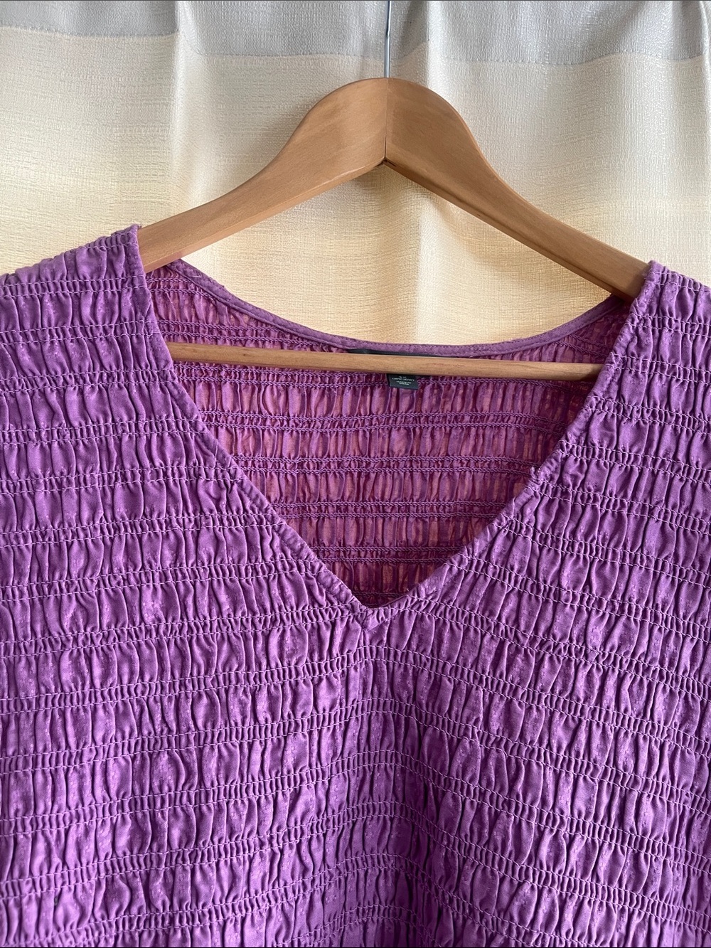 Women’s Plus Size Terra & Sky Purple Smocked V-Neck Casual Dress - Picture 4 of 5